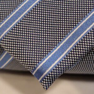 Kai Long Handmade Grey/Blue Striped Tie